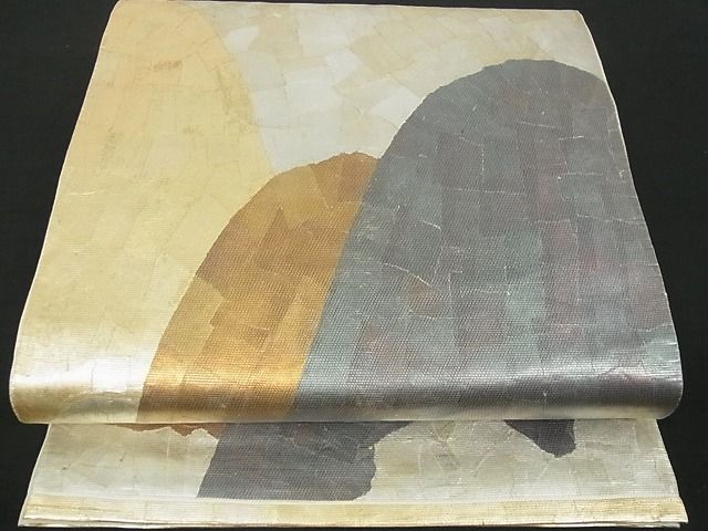 平和屋着物■全通柄袋帯　重ね山文　金銀彩　逸品　ga1635