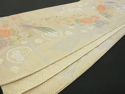 平和屋着物■佐賀錦　六通柄袋帯　吉祥花鳥文　金銀糸　逸品　ga1639