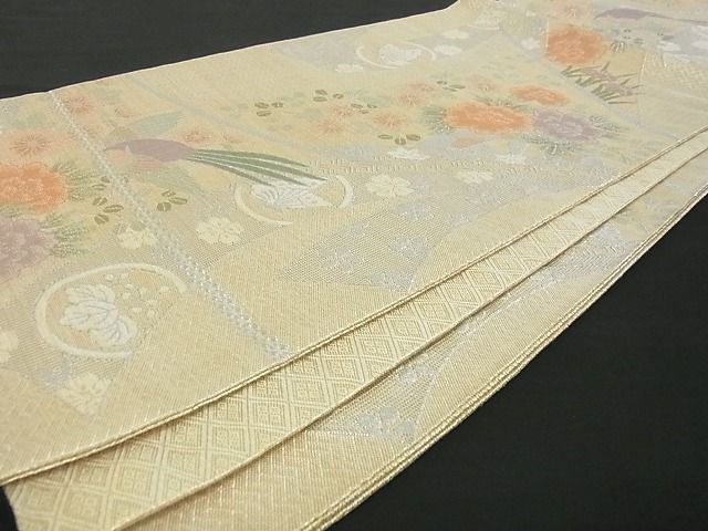 平和屋着物■佐賀錦　六通柄袋帯　吉祥花鳥文　金銀糸　逸品　ga1639