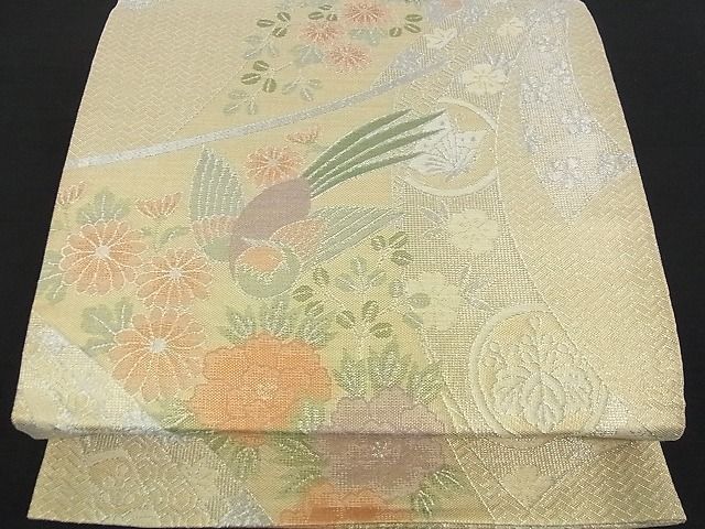 平和屋着物■佐賀錦　六通柄袋帯　吉祥花鳥文　金銀糸　逸品　ga1639