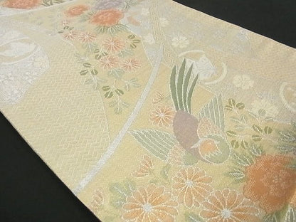 平和屋着物■佐賀錦　六通柄袋帯　吉祥花鳥文　金銀糸　逸品　ga1639