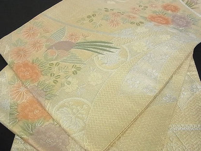 平和屋着物■佐賀錦　六通柄袋帯　吉祥花鳥文　金銀糸　逸品　ga1639