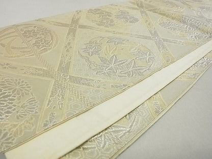 平和屋着物■六通柄袋帯 天井吉祥花文 銀糸 逸品 ga1651
