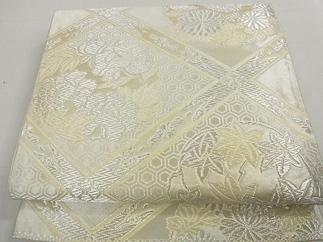 平和屋着物■六通柄袋帯 天井吉祥花文 銀糸 逸品 ga1651