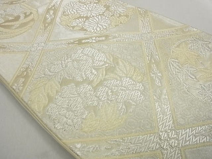 平和屋着物■六通柄袋帯 天井吉祥花文 銀糸 逸品 ga1651