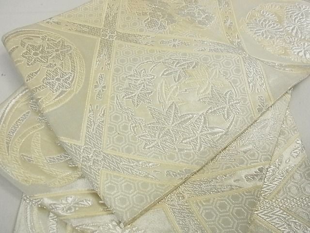 平和屋着物■六通柄袋帯 天井吉祥花文 銀糸 逸品 ga1651