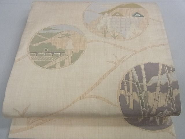 平和屋着物■六通柄袋帯 風景文 逸品 ga1675