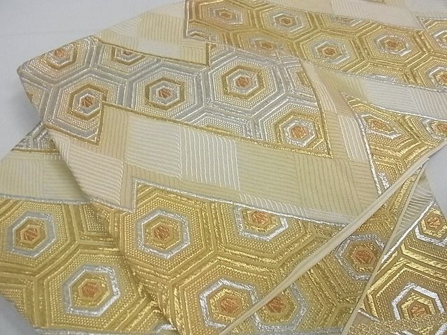 平和屋着物■六通柄袋帯　亀甲文　金銀糸　逸品　ga1679