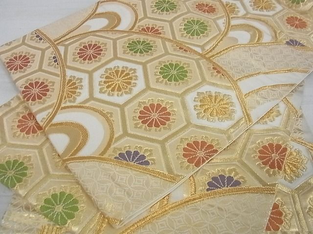平和屋着物■六通柄袋帯 みかげ 吉祥花文 金糸 逸品 ga1747