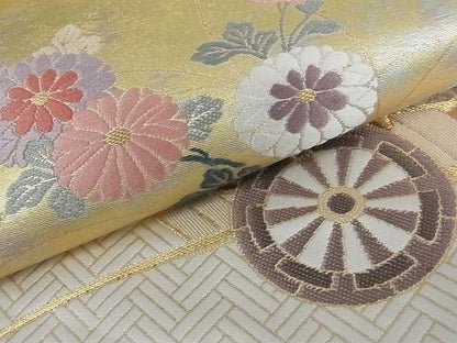 平和屋着物■六通太鼓柄袋帯 唐織 松皮菱花車文 金糸 引箔 逸品 ga1819