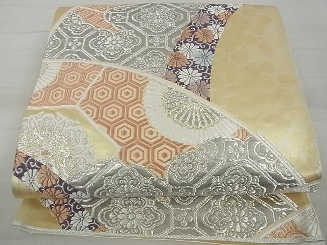 平和屋着物■六通柄袋帯 唐織 吉祥花文 金銀糸 逸品 ga2077
