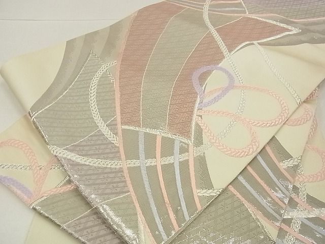 袋帯 六通 引箔 縞 シャレ 24M391f 袋帯 六通 紗 引箔 撫子 夏帯 24M674f