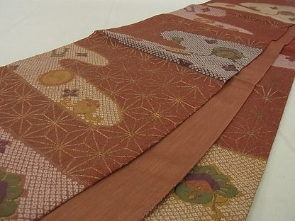 平和屋着物■六通柄袋帯 エ霞宝尽くし文 金糸 逸品 ga2241