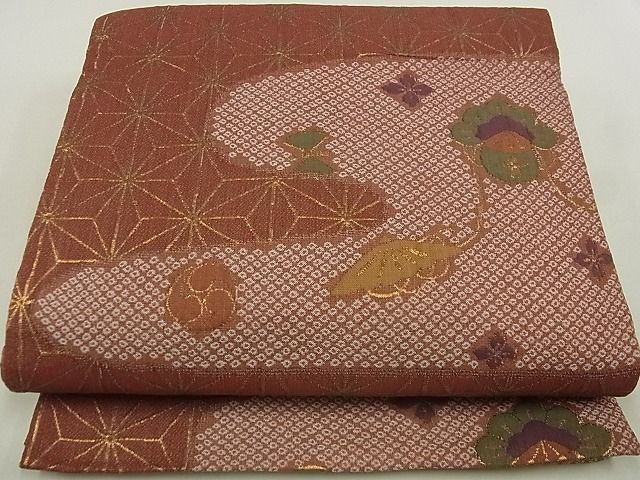 平和屋着物■六通柄袋帯 エ霞宝尽くし文 金糸 逸品 ga2241