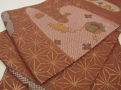 平和屋着物■六通柄袋帯 エ霞宝尽くし文 金糸 逸品 ga2241