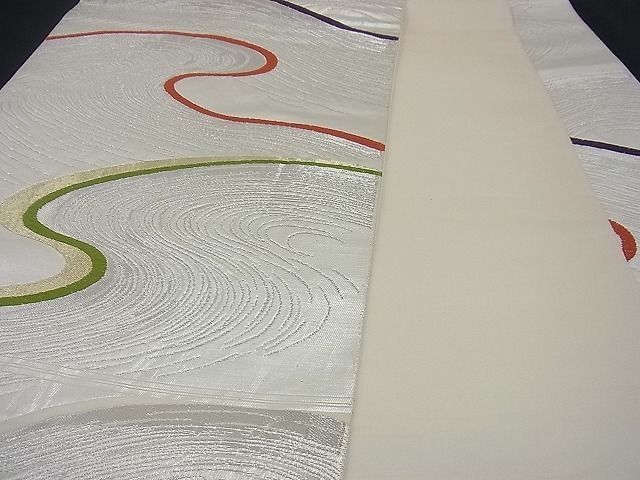 平和屋着物■六通柄袋帯 流水文 銀糸 逸品 n-gh0878
