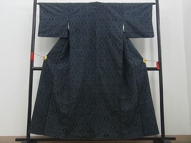 平和屋着物■上質な紬　吉祥亀甲文　逸品　n-gh1180