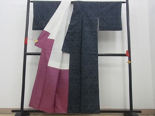 平和屋着物■上質な紬　吉祥亀甲文　逸品　n-gh1180