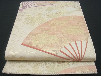 平和屋着物■六通柄袋帯 扇面御所解文 金糸 逸品 n-gh1657