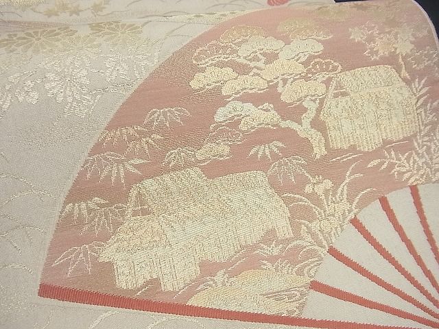 平和屋着物■六通柄袋帯 扇面御所解文 金糸 逸品 n-gh1657