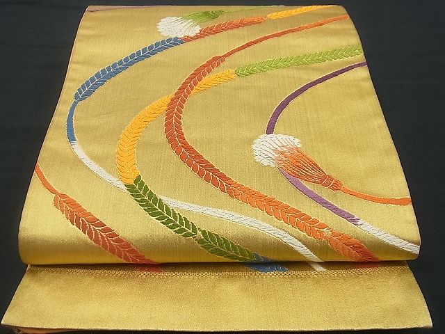 平和屋着物■西陣 六通柄袋帯 唐織 紐文 金糸 逸品 n-gh1660