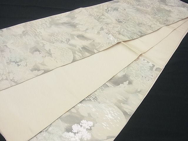 平和屋着物■六通柄袋帯 渡橋浜松文 銀糸 逸品 n-gh1661