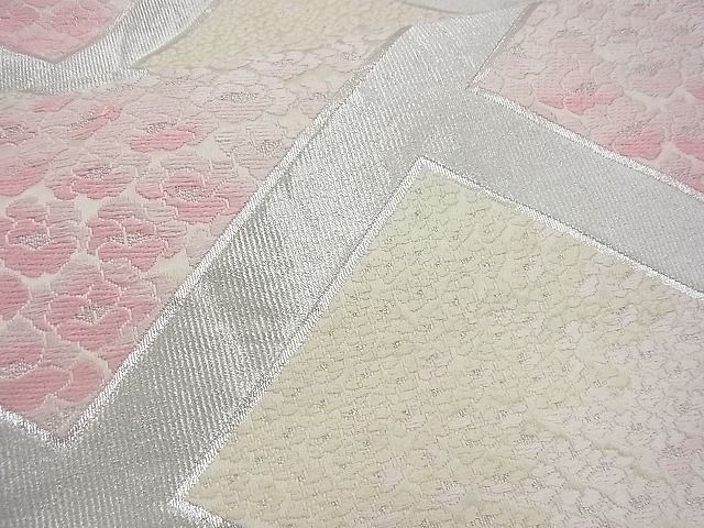 平和屋着物■六通柄袋帯 唐織 檜垣小花尽くし 銀糸 逸品 n-gh1681