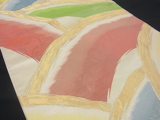 平和屋着物■六通柄袋帯 ふくれ織 地紙重ね文 金銀糸 逸品 n-gh1688