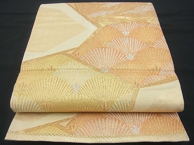 平和屋着物■六通柄袋帯 切嵌若松葉青海波 金銀糸 逸品 n-gh1689