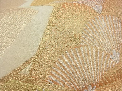 平和屋着物■六通柄袋帯 切嵌若松葉青海波 金銀糸 逸品 n-gh1689
