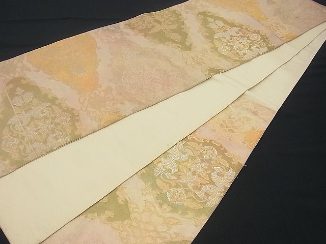 平和屋着物■六通柄袋帯 菱吉祥花鳥文 金銀糸 逸品 n-gh1697