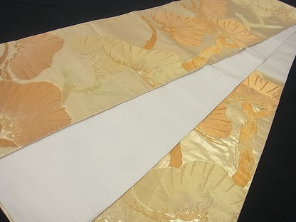 平和屋着物■六通柄袋帯 ふくれ織 松 金糸 逸品 n-gh1724