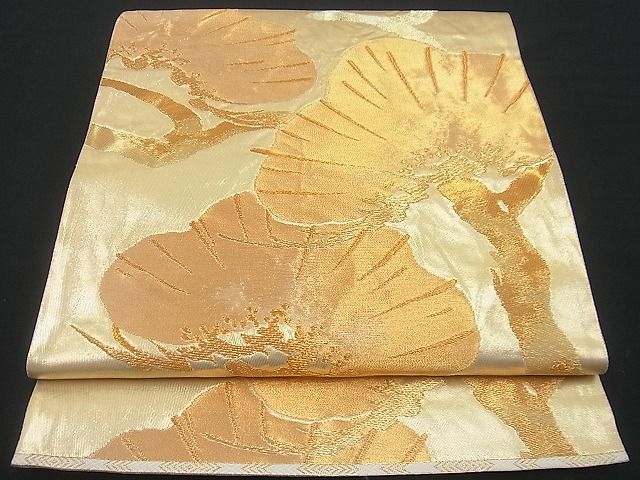 平和屋着物■六通柄袋帯 ふくれ織 松 金糸 逸品 n-gh1724