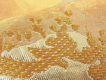 平和屋着物■六通柄袋帯 ふくれ織 松 金糸 逸品 n-gh1724