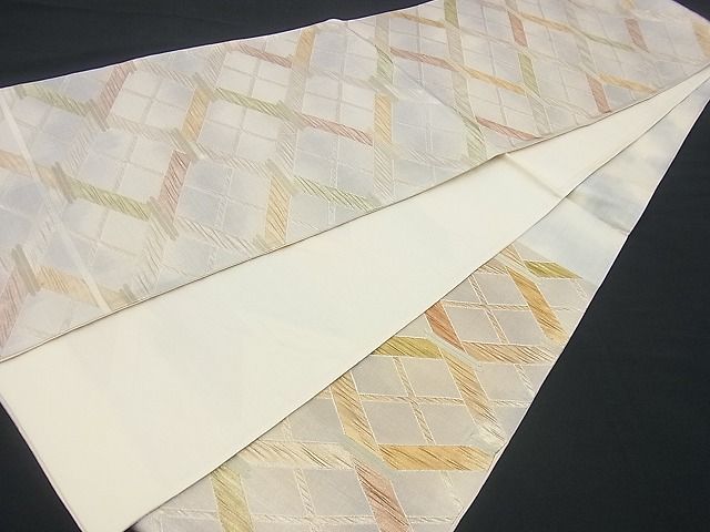 平和屋着物■六通柄袋帯 ふくれ織 菱吉祥文 金糸 逸品 n-gh1732