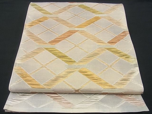 平和屋着物■六通柄袋帯 ふくれ織 菱吉祥文 金糸 逸品 n-gh1732