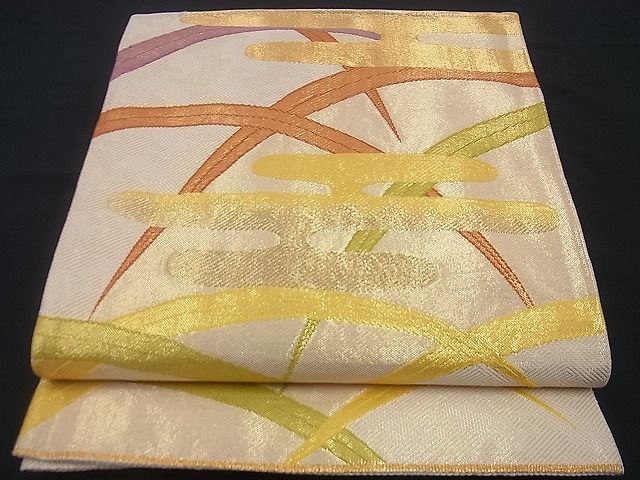 平和屋着物■六通柄袋帯 エ霞芝草文 金糸 逸品 n-gh1735