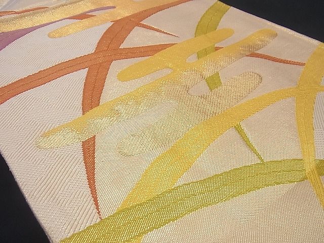 平和屋着物■六通柄袋帯 エ霞芝草文 金糸 逸品 n-gh1735