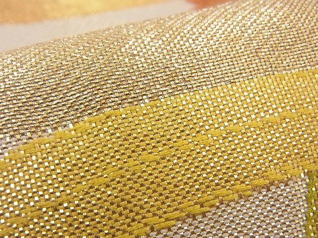 平和屋着物■六通柄袋帯 エ霞芝草文 金糸 逸品 n-gh1735