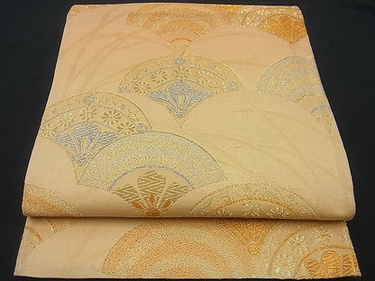 平和屋着物■六通柄袋帯 菊青海波芝草文 金銀糸 逸品 n-gh1743