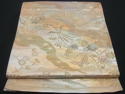 平和屋着物■六通柄袋帯 流水鳳凰花蝶文 金銀糸 逸品 n-gh1749
