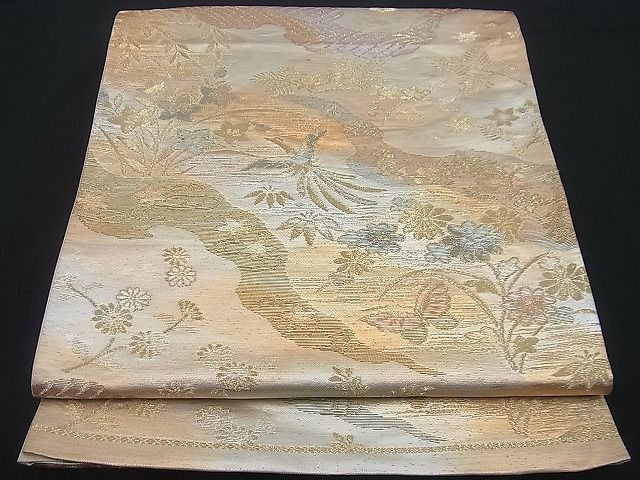 平和屋着物■六通柄袋帯 流水鳳凰花蝶文 金銀糸 逸品 n-gh1749