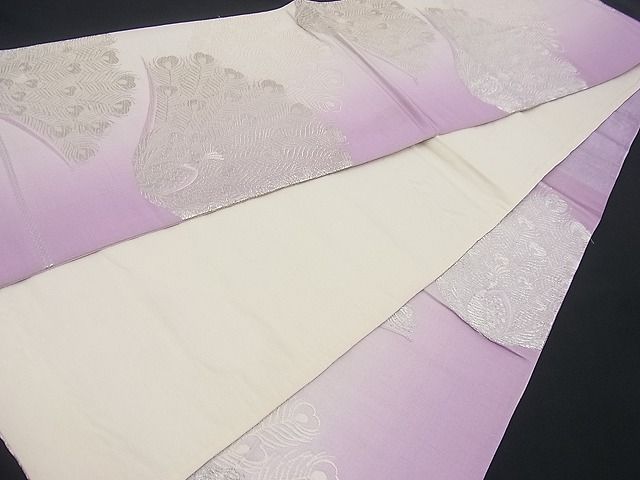 平和屋着物■六通柄袋帯 唐織 孔雀文 銀糸 逸品 n-gh1757