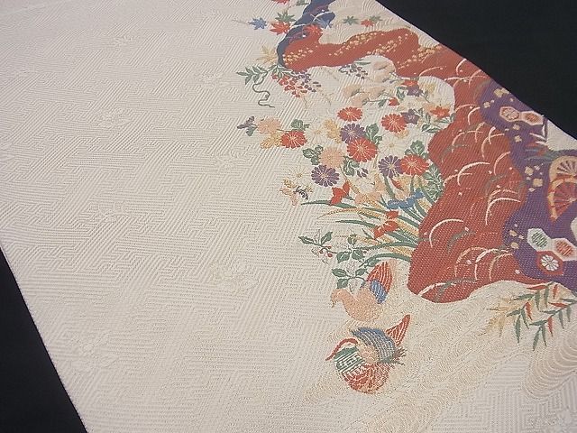 平和屋着物■太鼓柄袋帯 唐織 流水鴛鴦草花文 逸品 n-gh1758