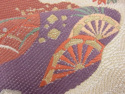 平和屋着物■太鼓柄袋帯 唐織 流水鴛鴦草花文 逸品 n-gh1758