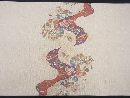 平和屋着物■太鼓柄袋帯 唐織 流水鴛鴦草花文 逸品 n-gh1758