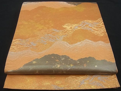 平和屋着物■六通柄袋帯 遠山霞文 金銀糸 逸品 n-gh1772