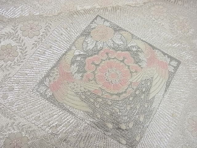 平和屋着物■六通柄袋帯 唐織 孔雀花菱文 銀糸 逸品 n-gh1784