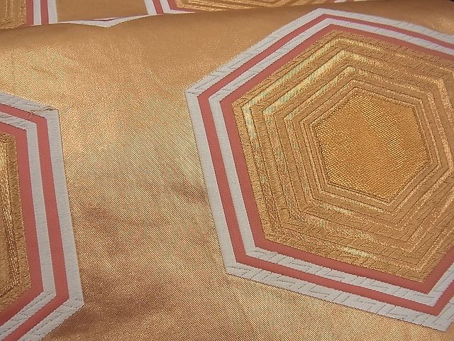 平和屋着物■六通柄袋帯 唐織 亀甲文 金糸 逸品 n-gh1792