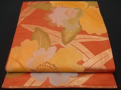 平和屋着物■六通柄袋帯 カトレア 金糸 逸品 n-gh1810